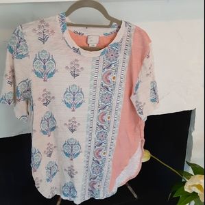 Anthropologie postmark Delilah Paisley split tee